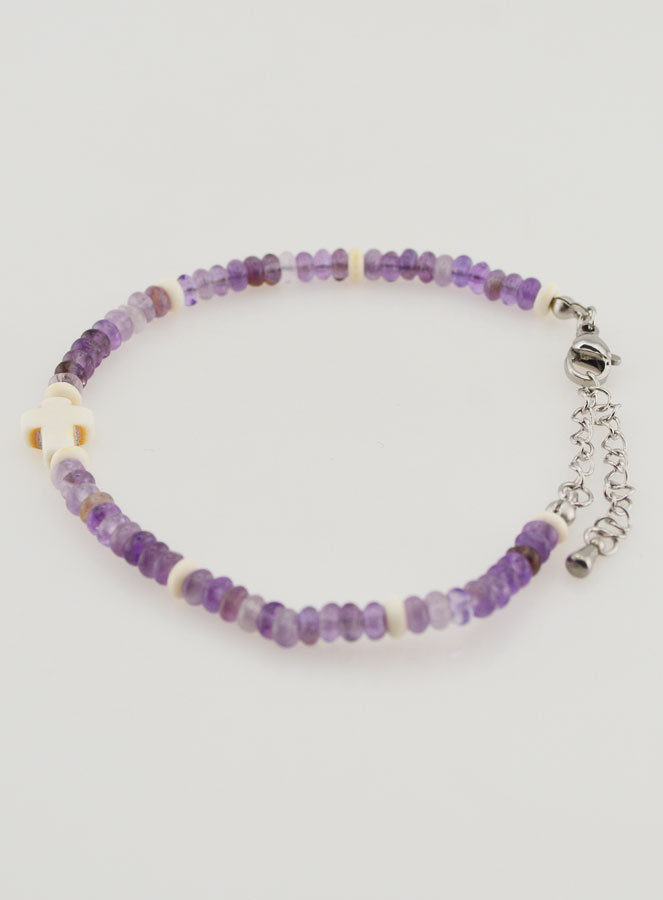 Bracciale Croce e Pietre in Vetro Viola (pic 2)