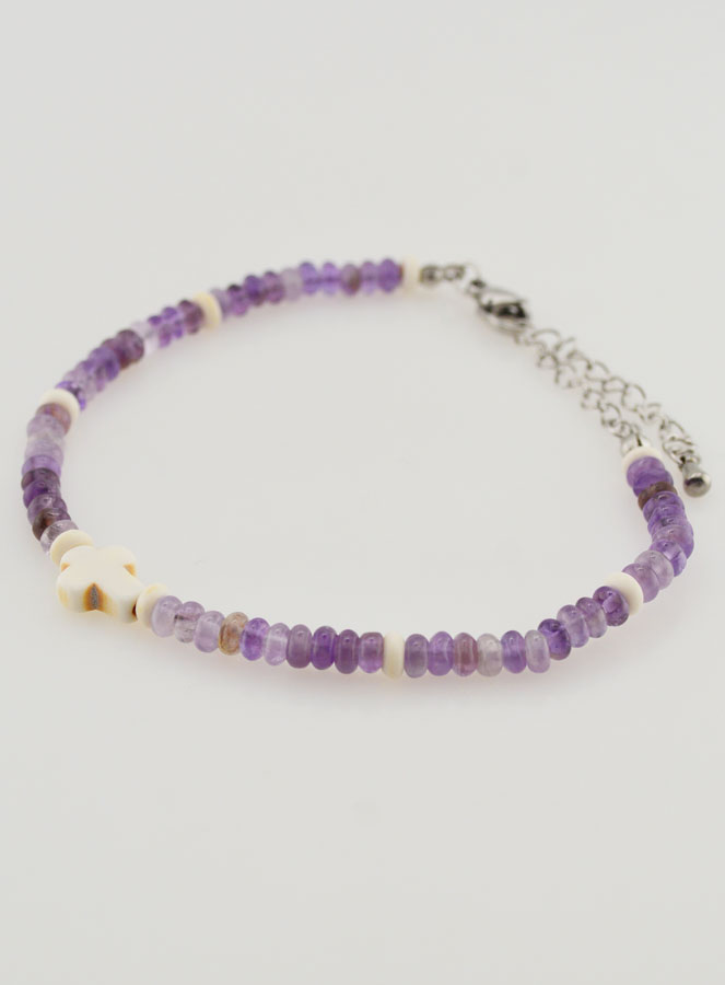 Bracciale Croce e Pietre in Vetro Viola (pic 3)
