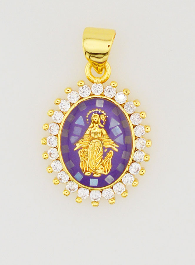 Medaglia Vergine Miracolosa Viola - 17mm (pic 1)