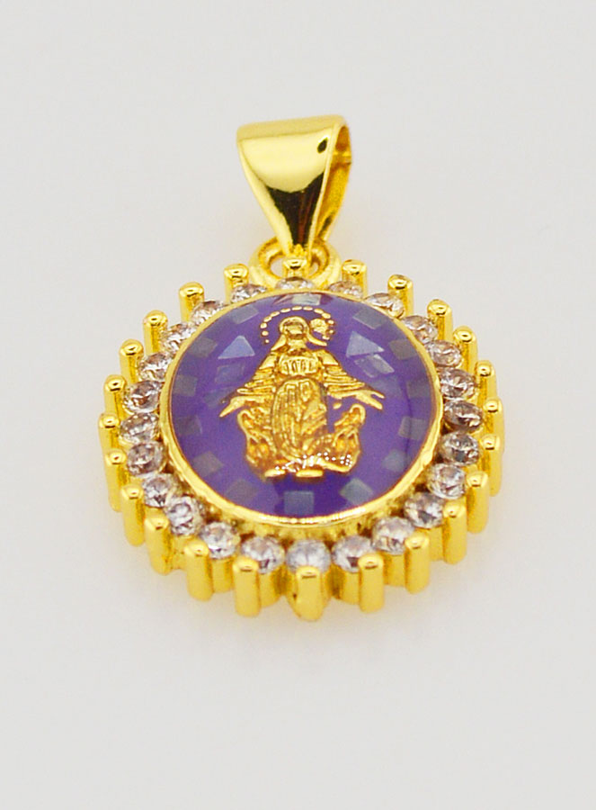 Medaglia Vergine Miracolosa Viola - 17mm (pic 2)