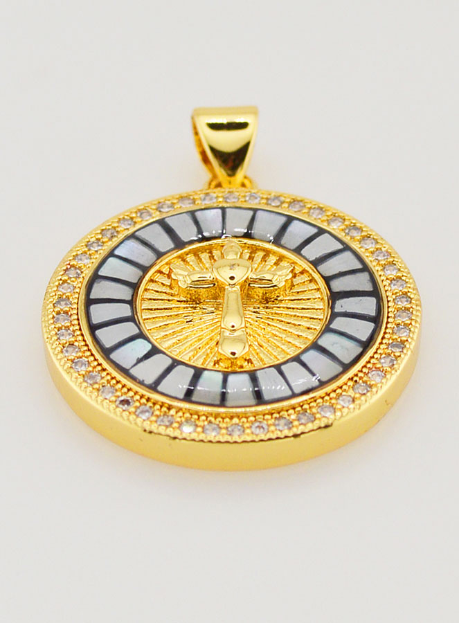 Medaglia Croce & Smalto Nero - 22mm (pic 2)