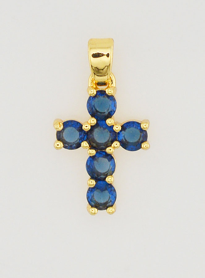 Ciondolo Croce Ossidi di Zirconio - Blu (pic 1)