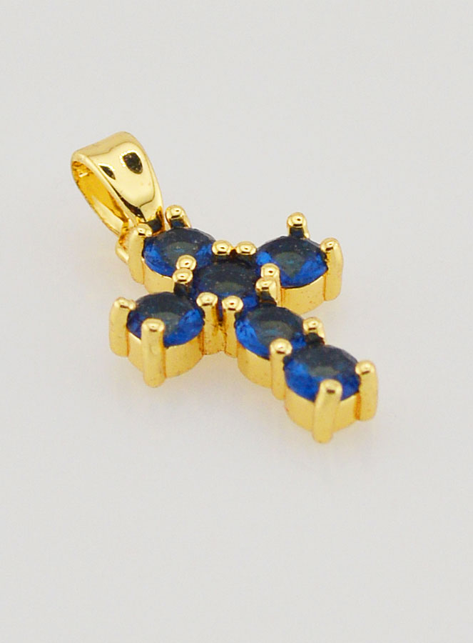 Ciondolo Croce Ossidi di Zirconio - Blu (pic 3)