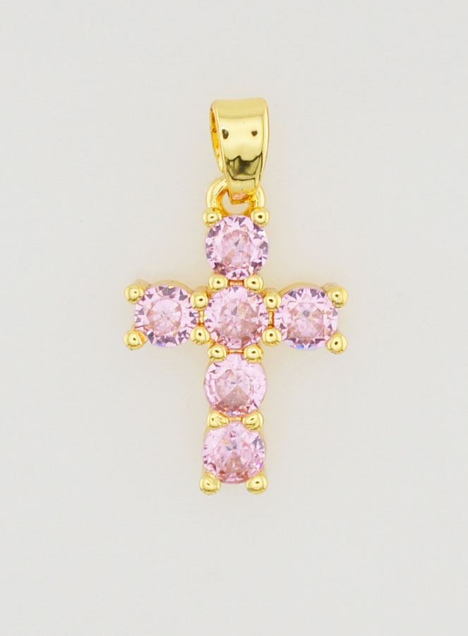 Ciondolo Croce Ossidi di Zirconio - Rosa (pic 1)