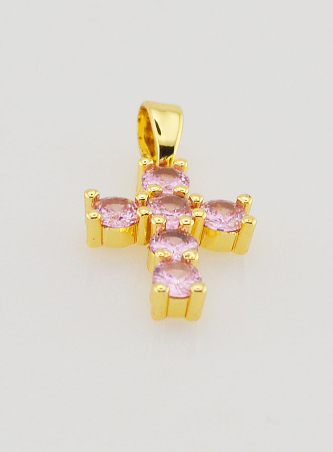 Ciondolo Croce Ossidi di Zirconio - Rosa (pic 2)