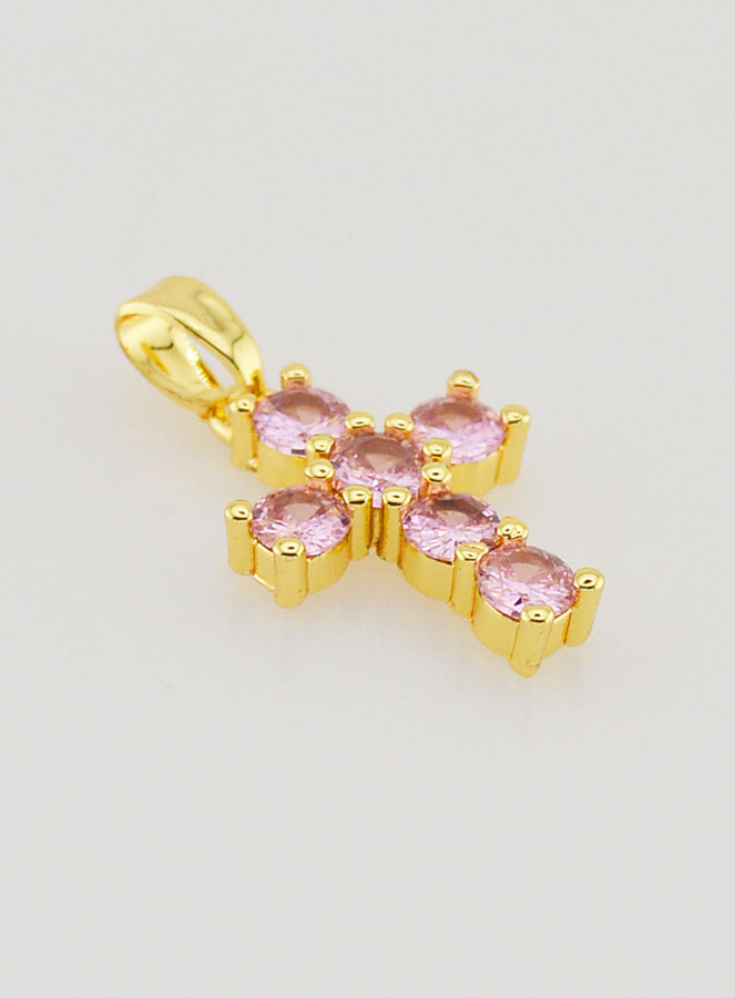 Ciondolo Croce Ossidi di Zirconio - Rosa (pic 3)
