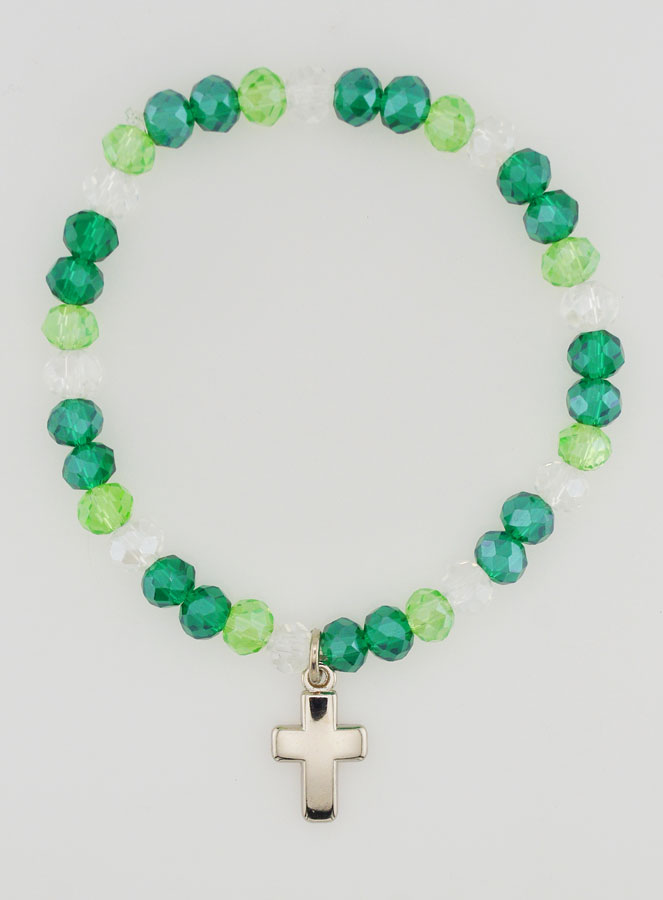 Bracciale con Croce - Perle in Vetro Verde (pic 1)