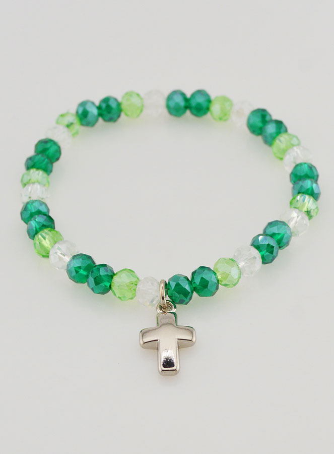 Bracciale con Croce - Perle in Vetro Verde (pic 2)