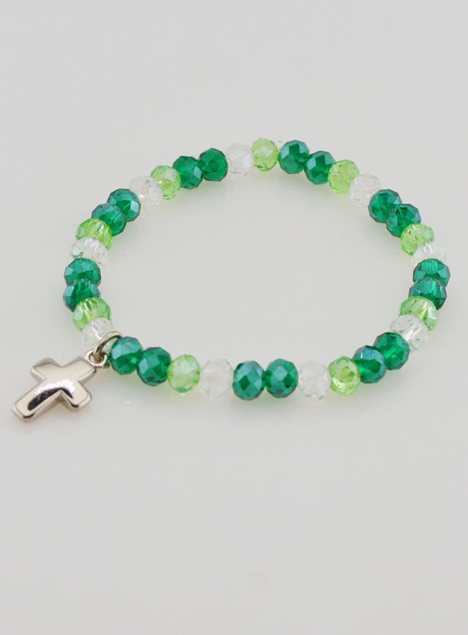 Bracciale con Croce - Perle in Vetro Verde (pic 3)