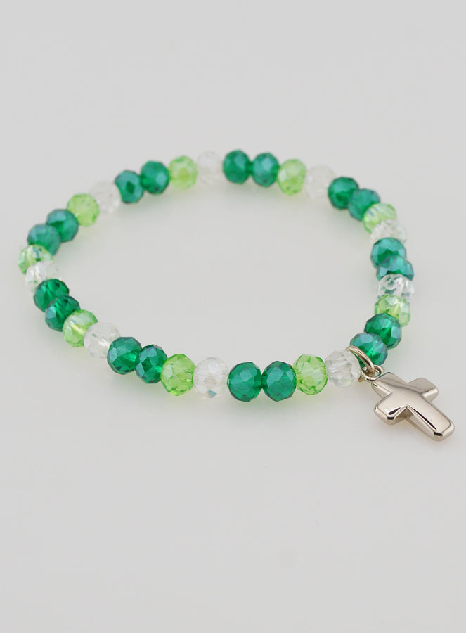 Bracciale con Croce - Perle in Vetro Verde (pic 4)
