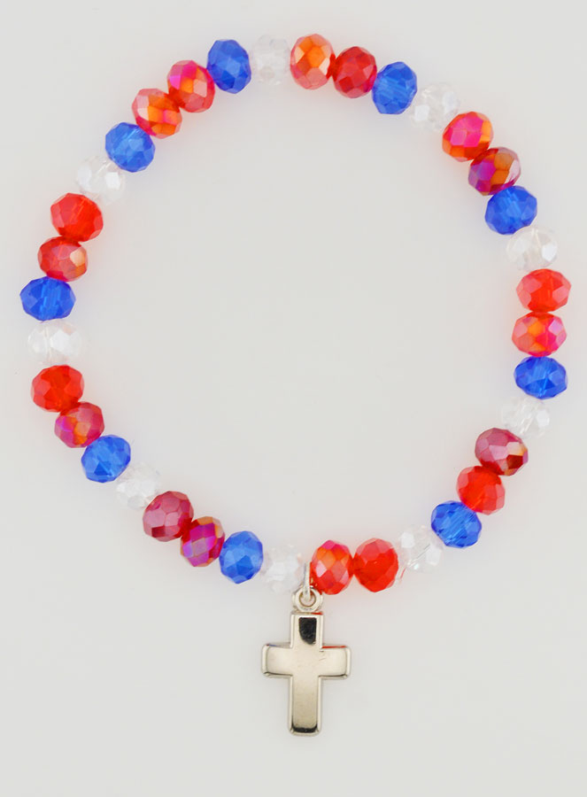 Bracciale con Croce - Perle in Vetro Multicolore (pic 1)