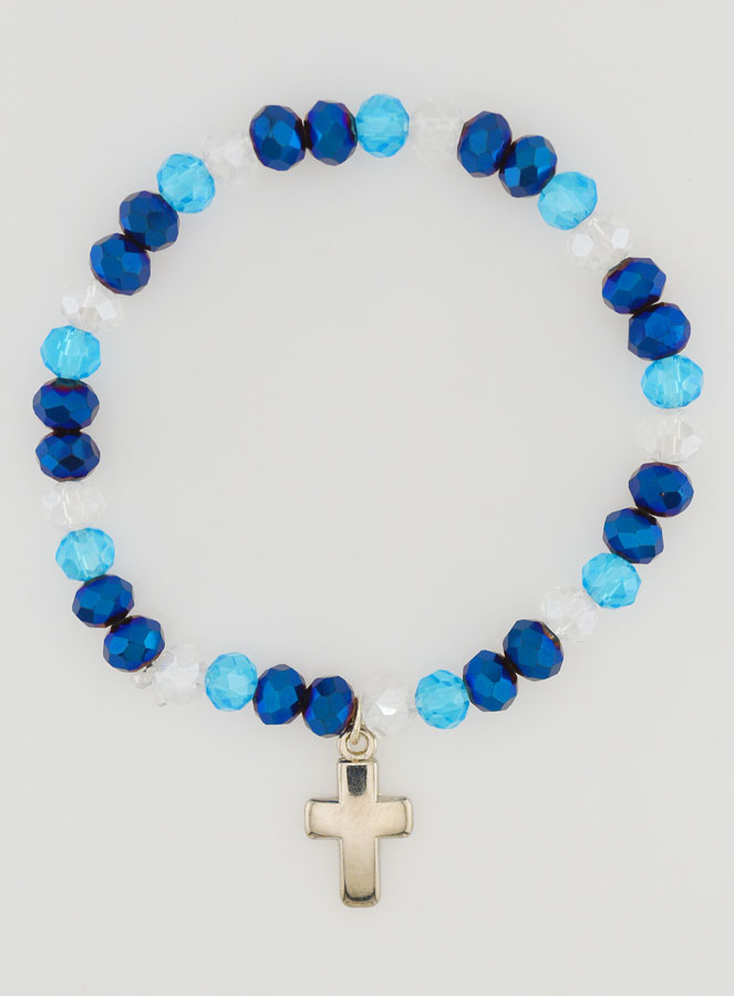 Bracciale con Croce Perle in Vetro - Blu (pic 1)
