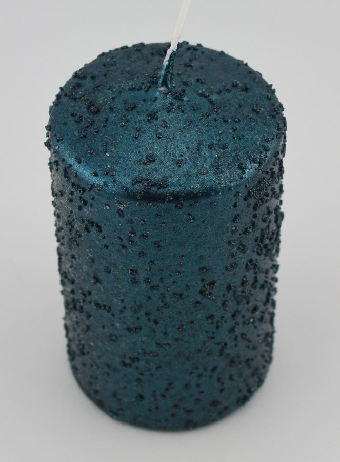 Candela Decorativa Glitterata - Blu Verde (pic 2)