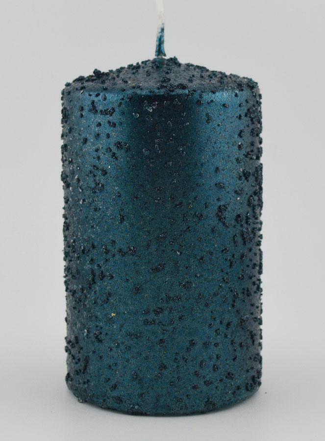Candela di Natale con Glitter - Blu Verde (pic 1)