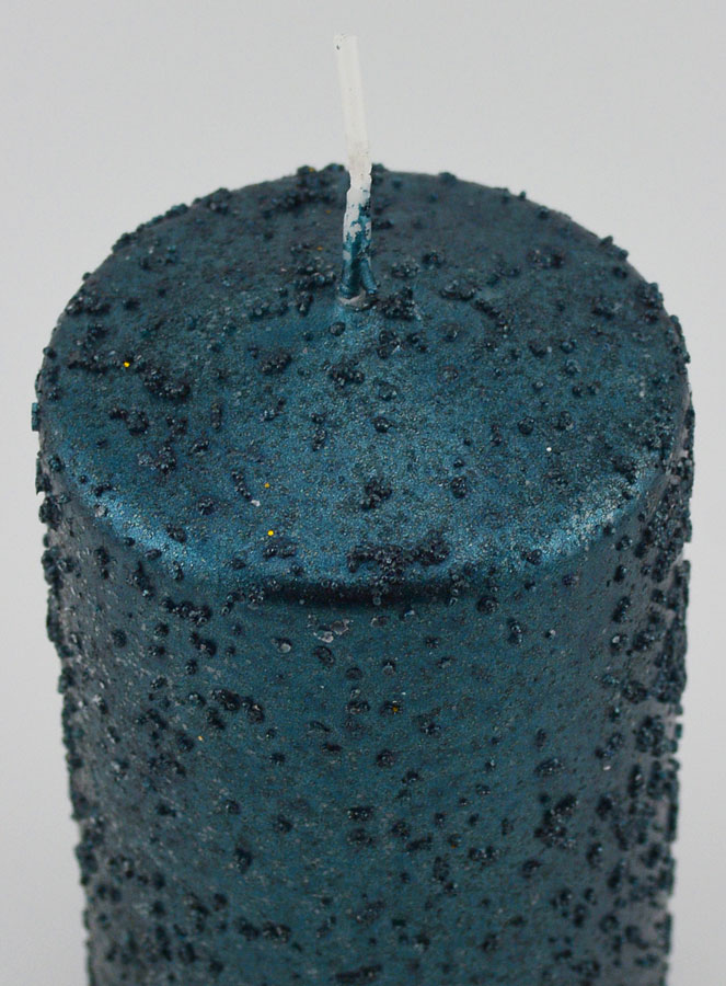 Candela di Natale con Glitter - Blu Verde (pic 4)
