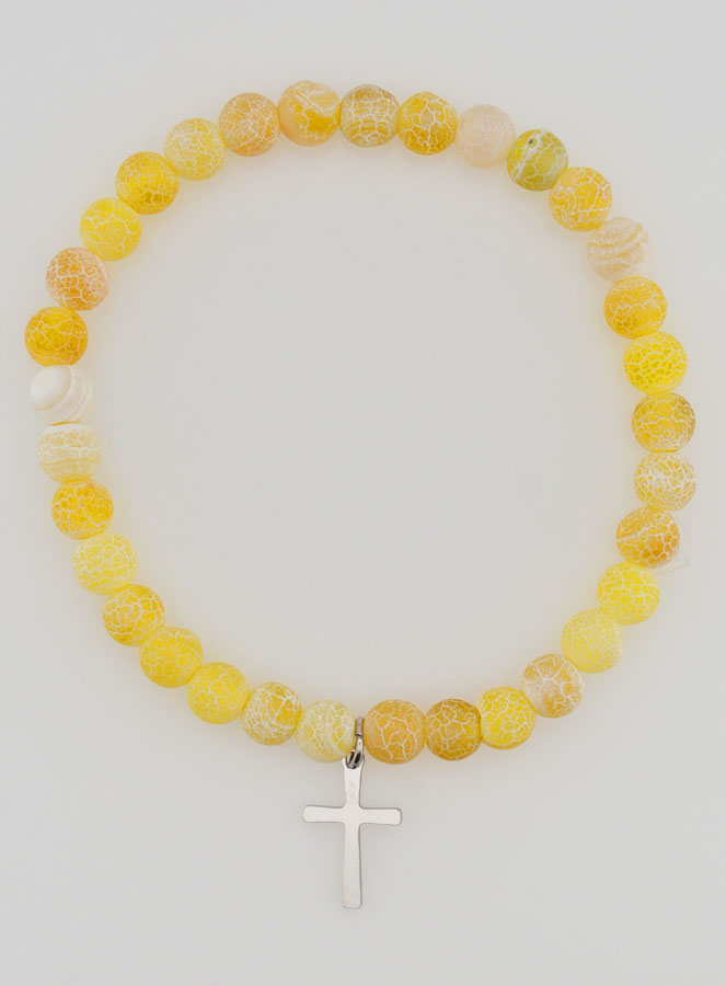 Bracciale Religioso Croce e Agata - Giallo (pic 1)