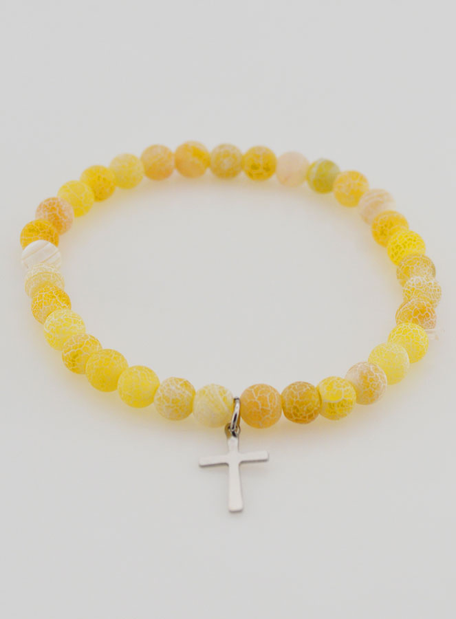 Bracciale Religioso Croce e Agata - Giallo (pic 2)