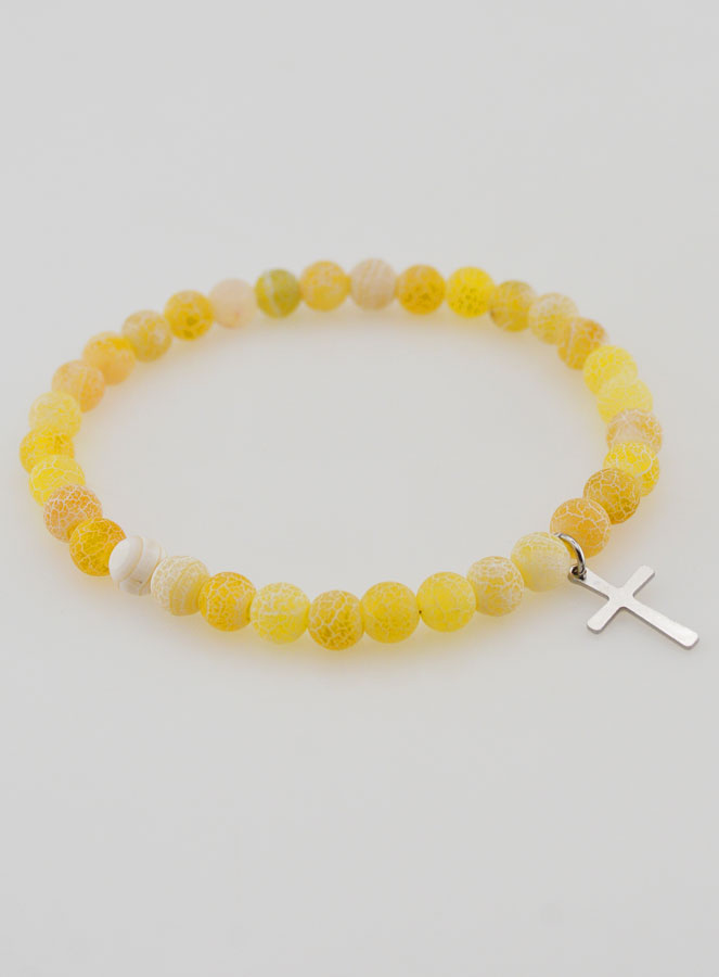Bracciale Religioso Croce e Agata - Giallo (pic 3)