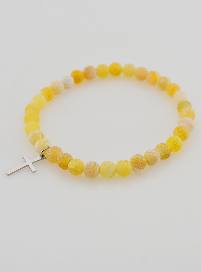 Bracciale Religioso Croce e Agata - Giallo (pic 4)