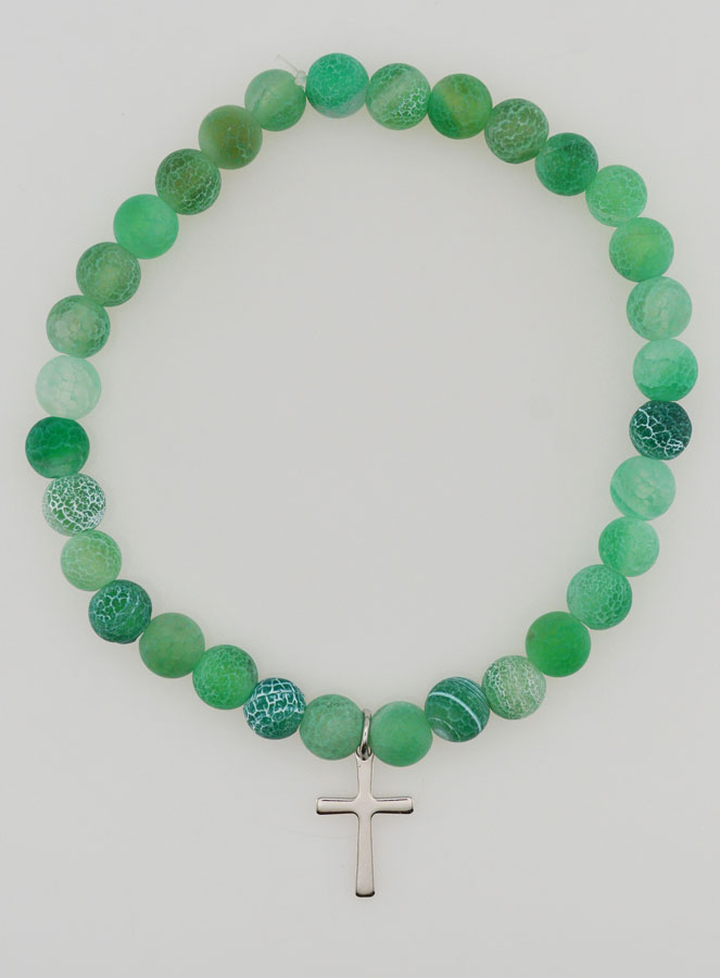 Bracciale Religioso Croce e Agata - Verde (pic 1)