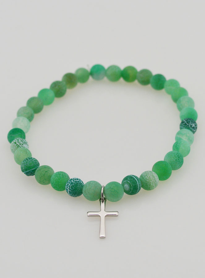 Bracciale Religioso Croce e Agata - Verde (pic 2)