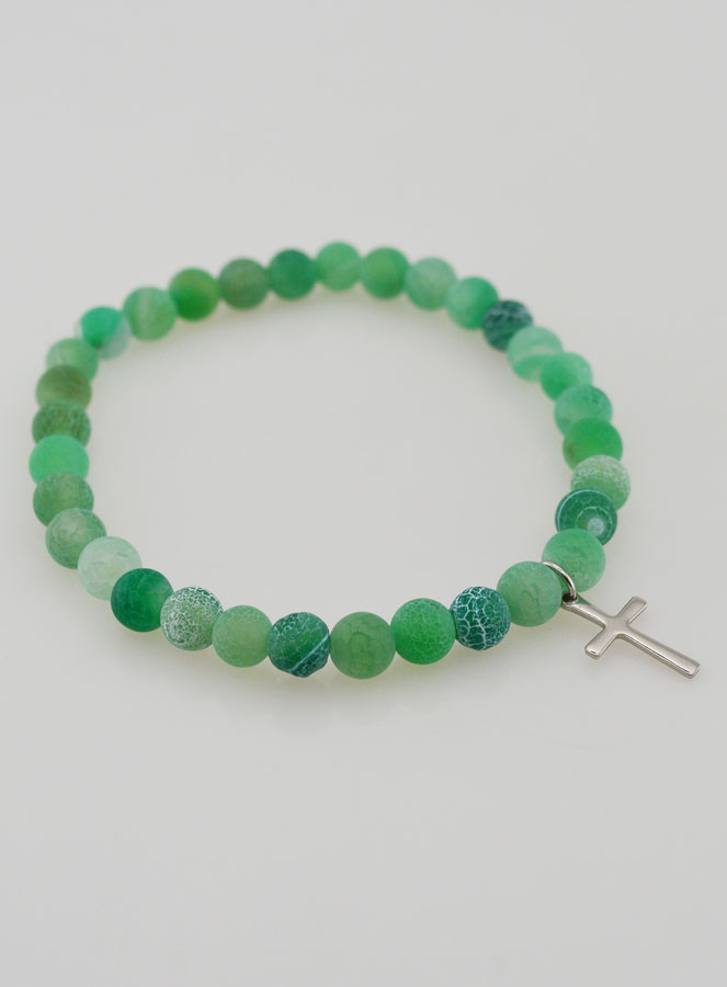 Bracciale Religioso Croce e Agata - Verde (pic 3)