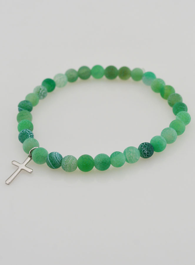 Bracciale Religioso Croce e Agata - Verde (pic 4)