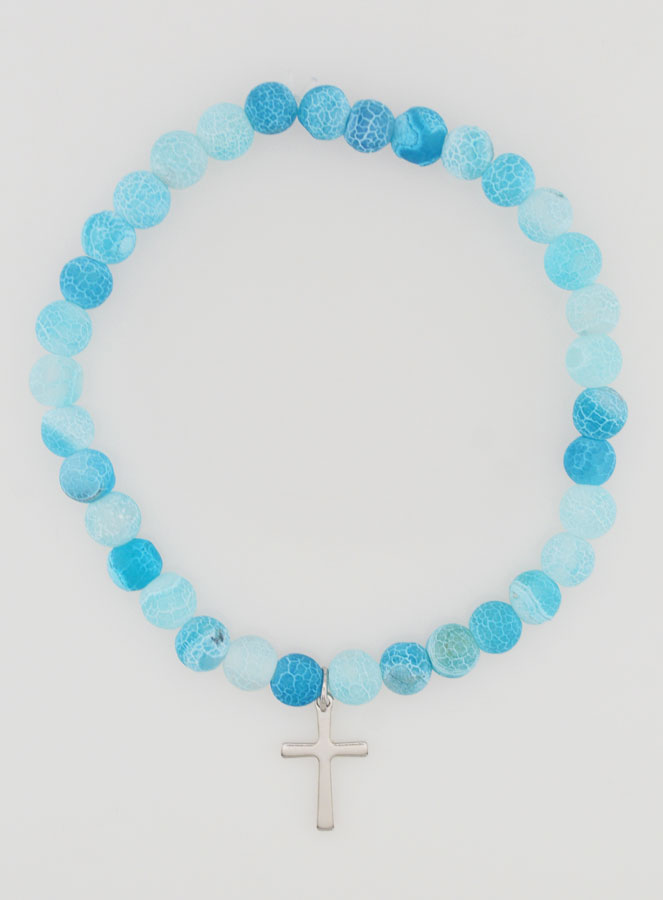 Bracciale Religioso Croce e Agata - Blu (pic 1)