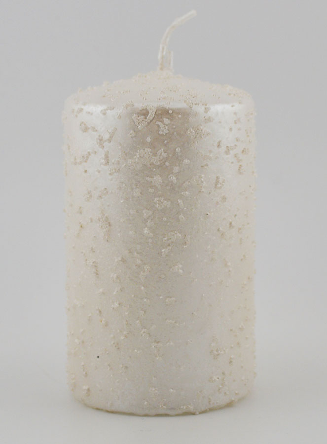 Candela Decorativa Glitterata - Bianco Perlato (pic 1)