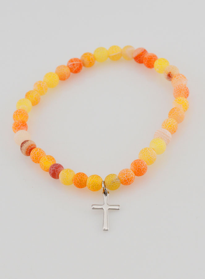 Bracciale Religioso Croce e Agata - Arancione (pic 2)