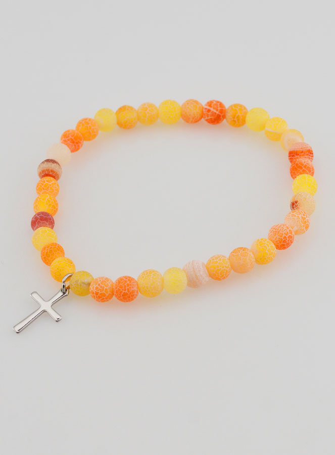 Bracciale Religioso Croce e Agata - Arancione (pic 3)