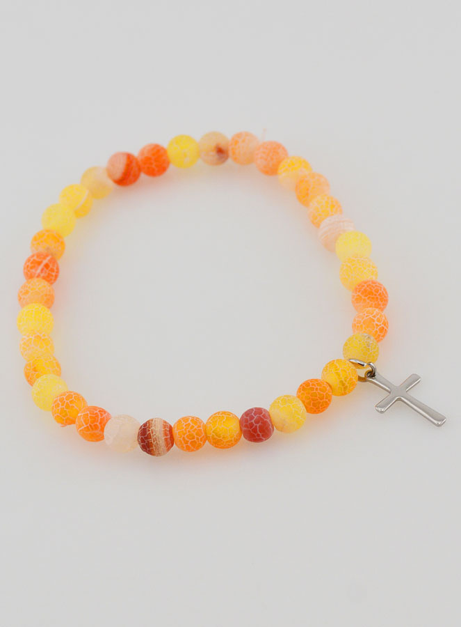 Bracciale Religioso Croce e Agata - Arancione (pic 4)