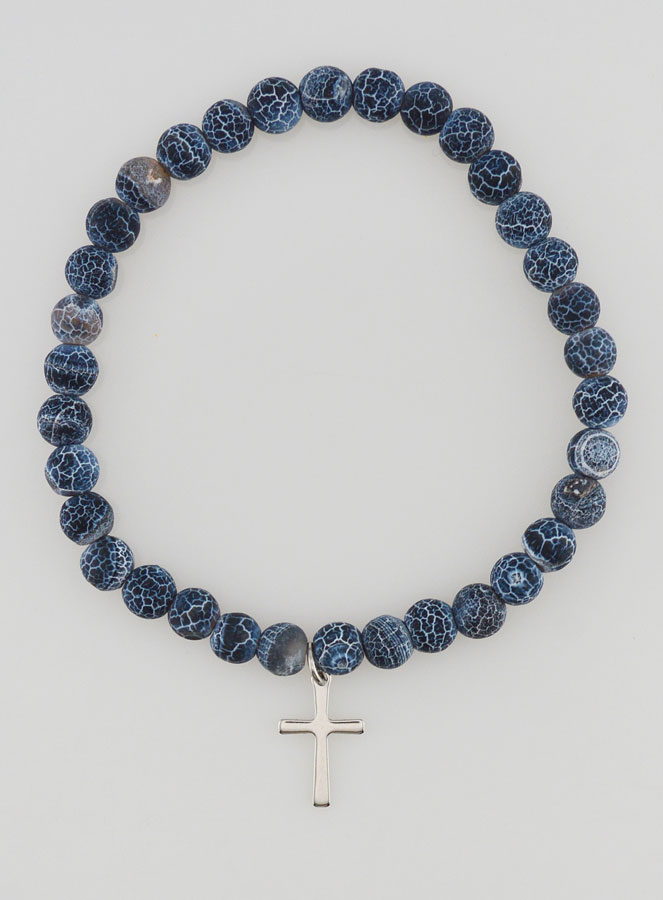 Bracciale Religioso Croce e Agata - Nero (pic 1)