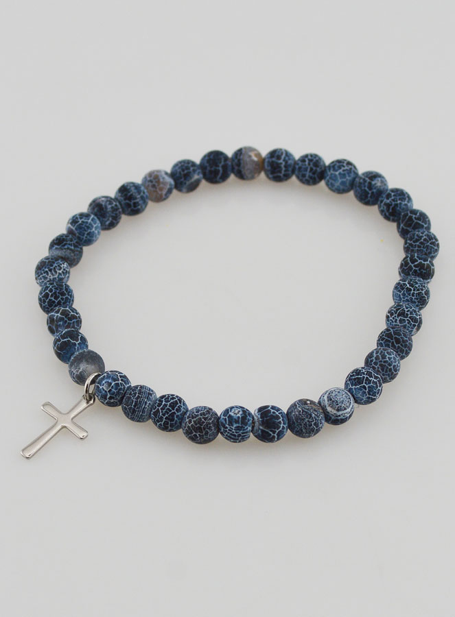 Bracciale Religioso Croce e Agata - Nero (pic 4)
