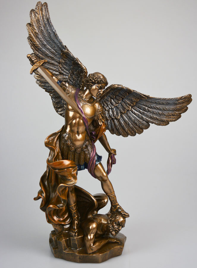 Statua Religiosa di San Michele Arcangelo in Bronzo - 37 cm (pic 1)