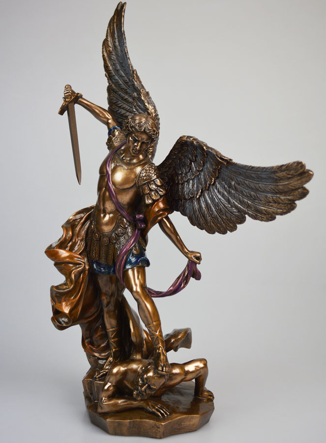 Statua Religiosa di San Michele Arcangelo in Bronzo - 37 cm (pic 2)