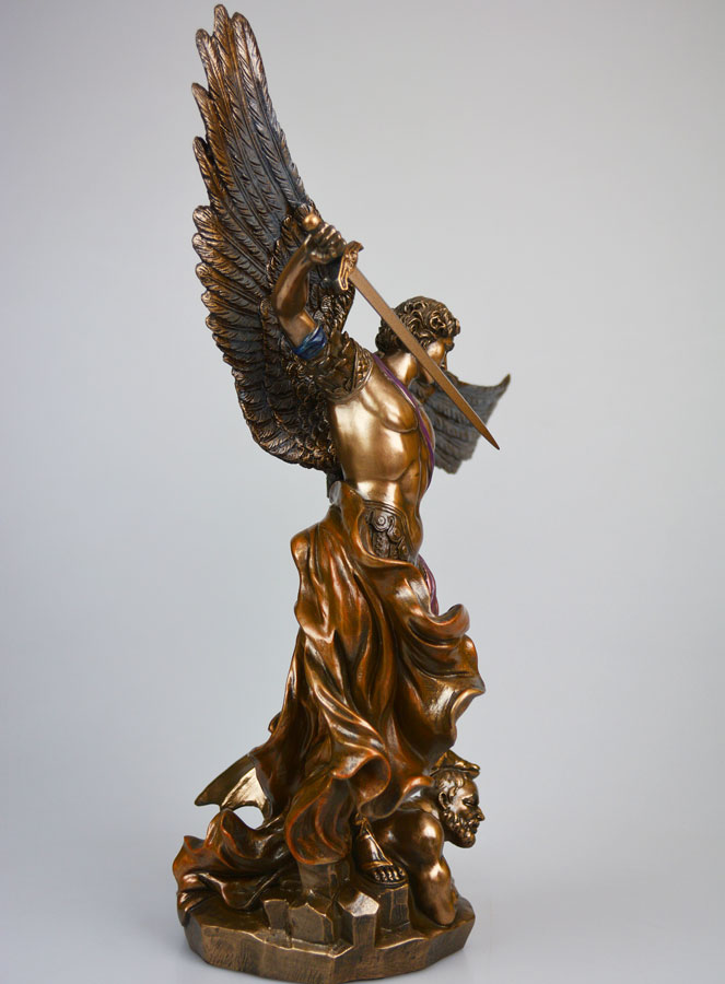 Statua Religiosa di San Michele Arcangelo in Bronzo - 37 cm (pic 3)