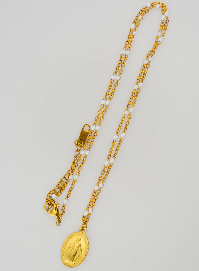 Collana Perlata Medaglia Miracolosa - Bianco (pic 2)