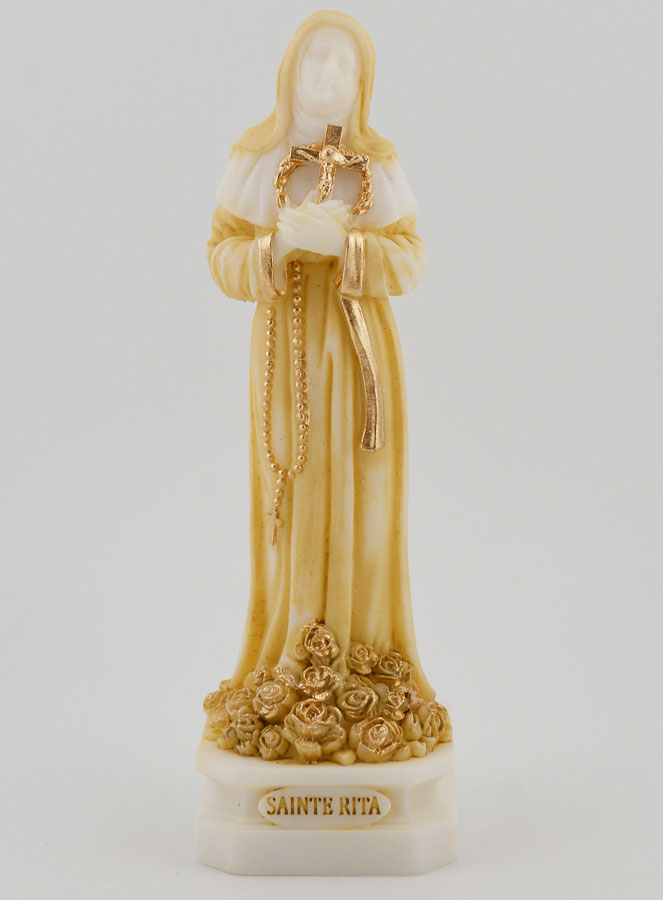 Statua di Santa Rita in Alabastro Dipinto - 12 cm (pic 1)
