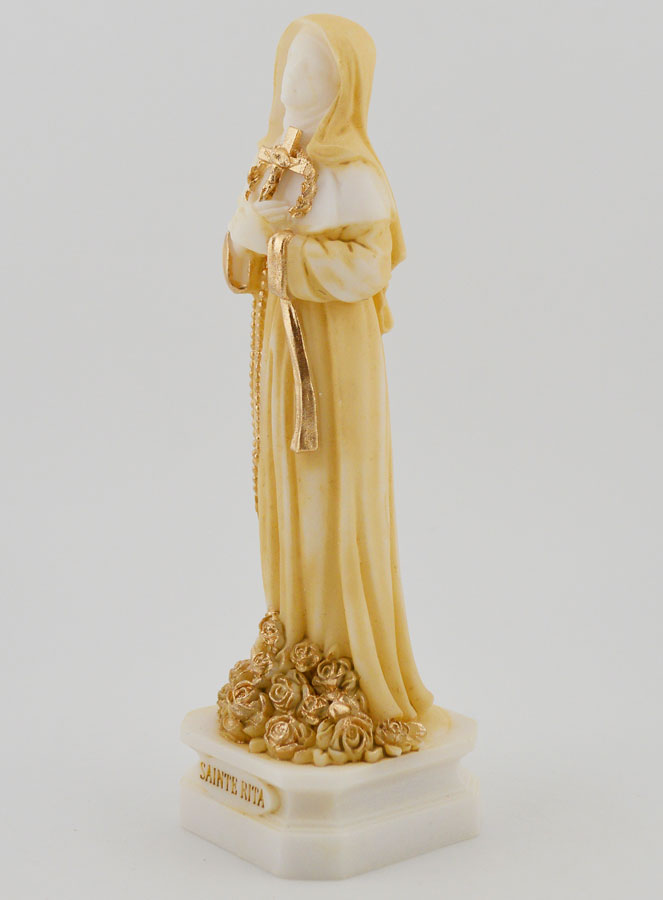 Statua di Santa Rita in Alabastro Dipinto - 12 cm (pic 2)