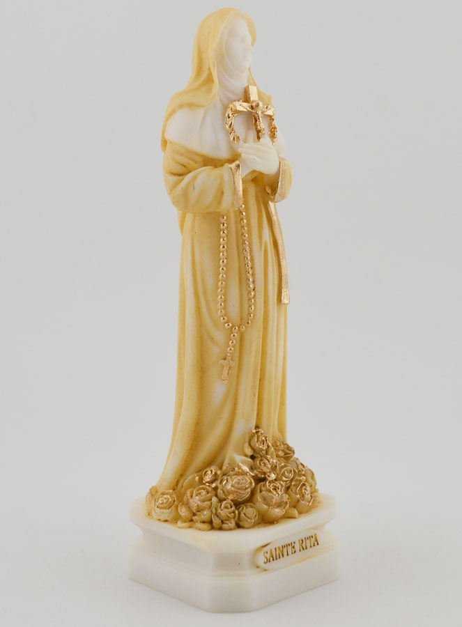 Statua di Santa Rita in Alabastro Dipinto - 12 cm (pic 3)
