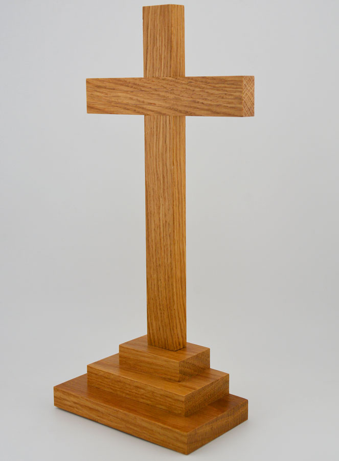 Crocifisso su Base in Rovere Chiaro - 25 cm (pic 2)