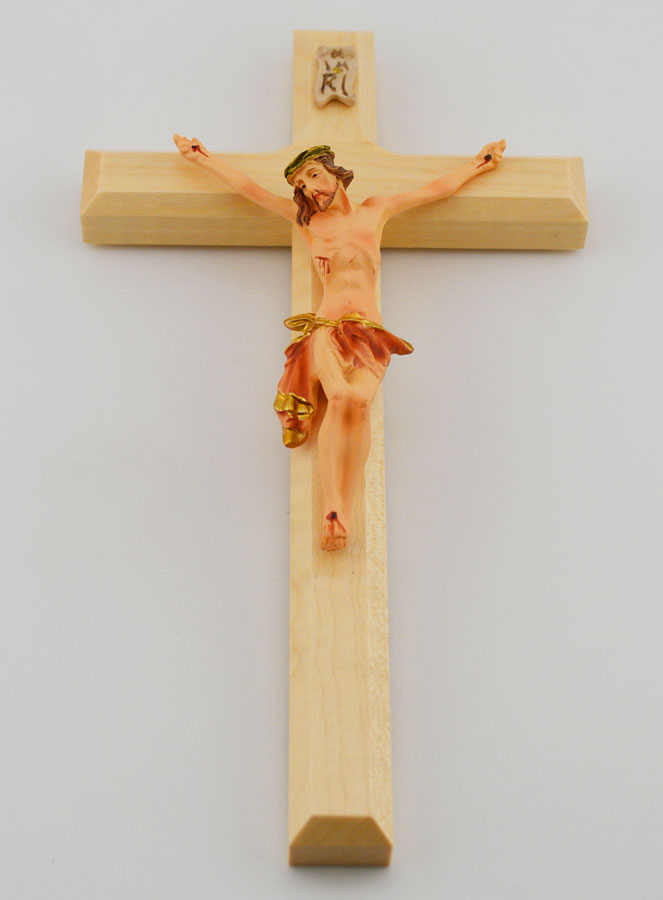 Crocifisso in Tiglio & Cristo Panno Rosso - 18 cm (pic 2)
