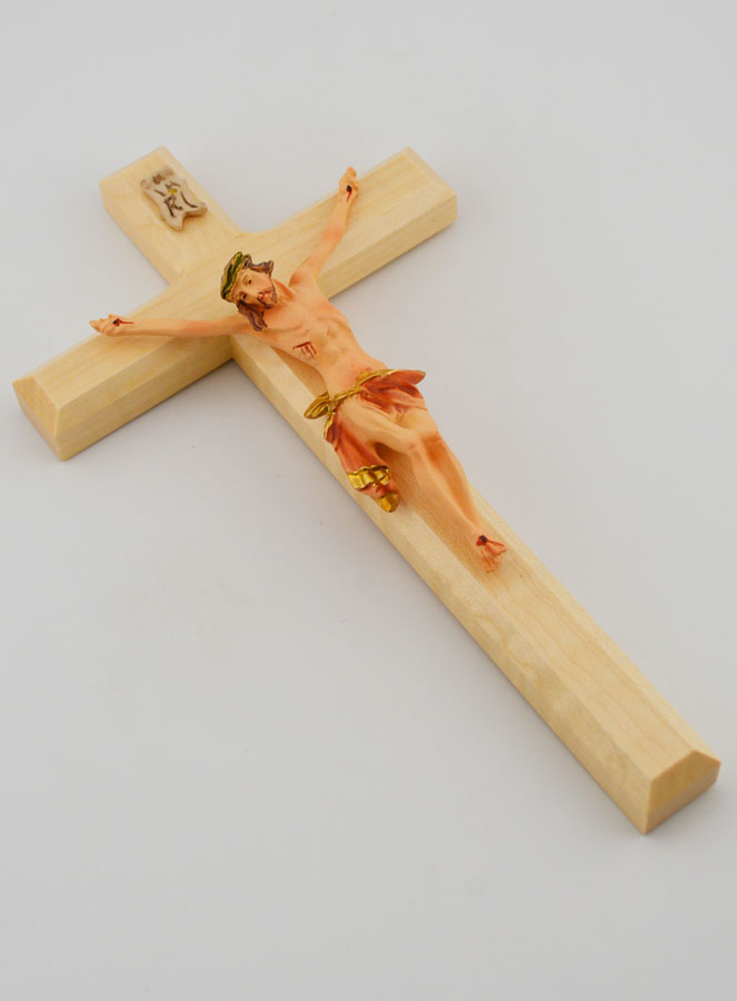 Crocifisso in Tiglio & Cristo Panno Rosso - 18 cm (pic 3)