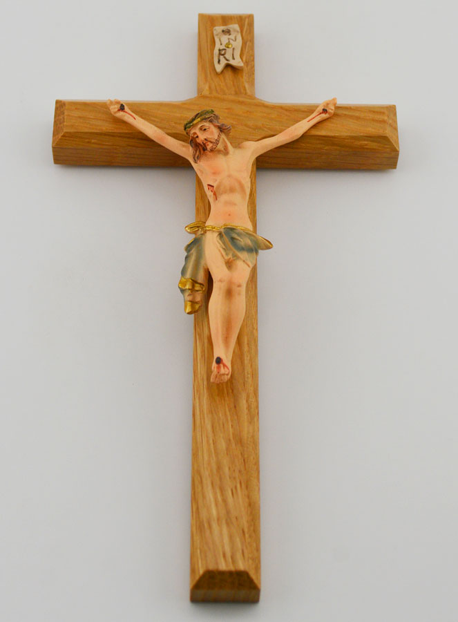 Crocifisso in Tiglio & Cristo Panno Blu - 18 cm (pic 2)