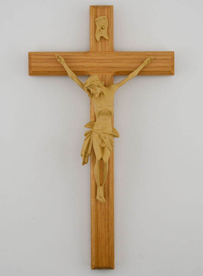 Crocifisso in Legno di Rovere Naturale con Cristo - 22 cm (pic 1)