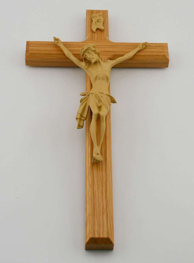 Crocifisso in Legno di Rovere Naturale con Cristo - 22 cm (pic 2)