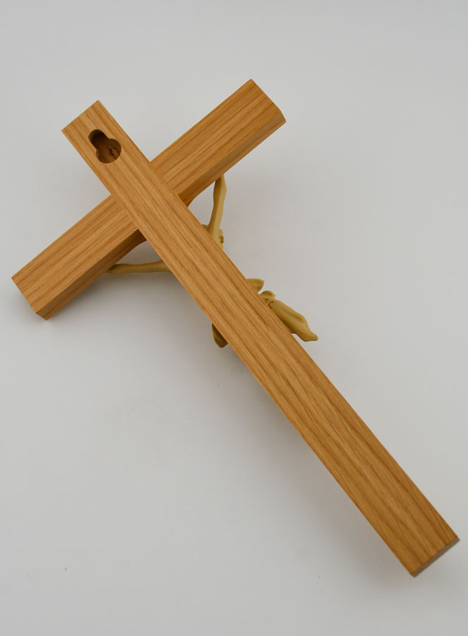 Crocifisso in Legno di Rovere Naturale con Cristo - 22 cm (pic 4)
