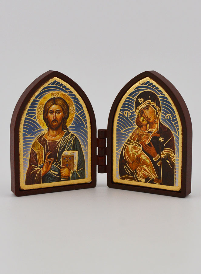 Icona Dittico Mini - Cristo Pantocratore e Madonna di Vladimir (pic 1)