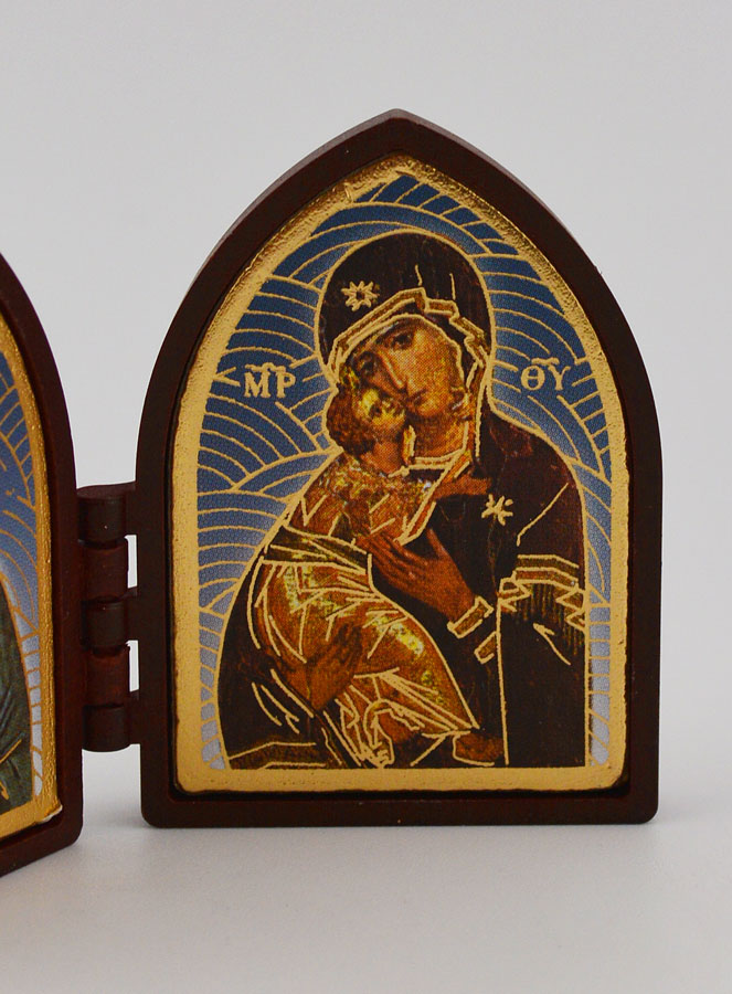 Icona Dittico Mini - Cristo Pantocratore e Madonna di Vladimir (pic 3)